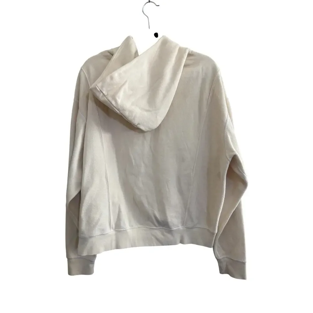 BDG Womens Oversized Cropped Size Medium Cream Colored Hoodie Split VNeck #NE